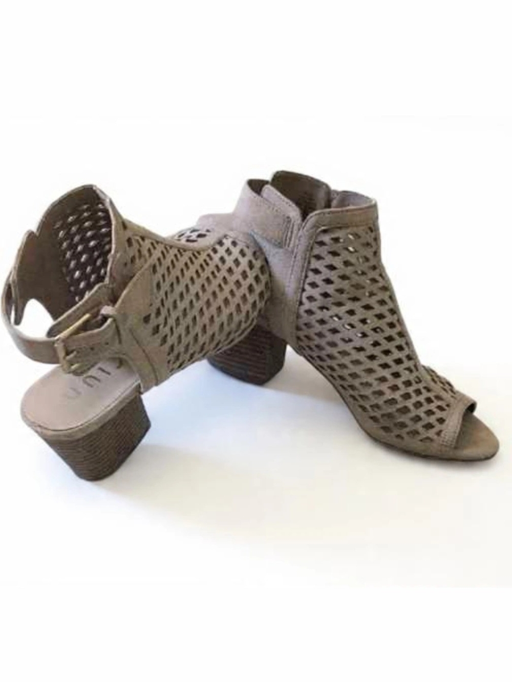 Women’s Taupe Perforated Block Heel Sandals-Unisa🦋